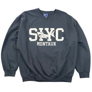 Vintage MV Sport SIYC Montauk Shark Sweatshirt Star Island Yacht Club Black L